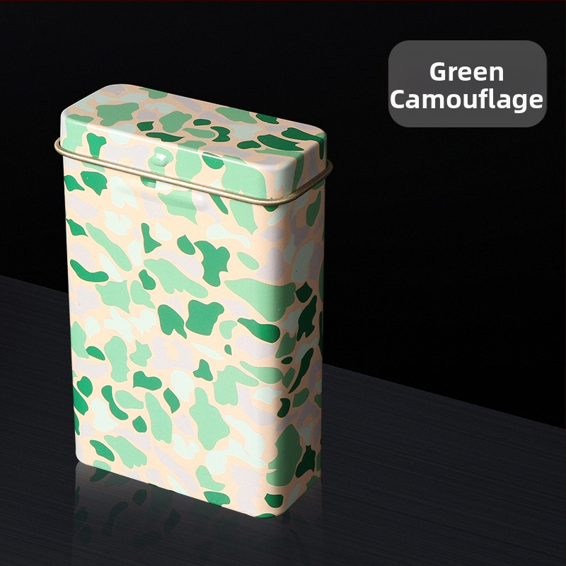 Nauja 20 vnt. pakuotė su atlenkiamu metaliniu integruotu cigarečių dėklu, kūrybinga, daugiafunkcinė, vandeniui ir drėgmei atspari vyriška skardinė dėžutė, tiesiogiai parduodama