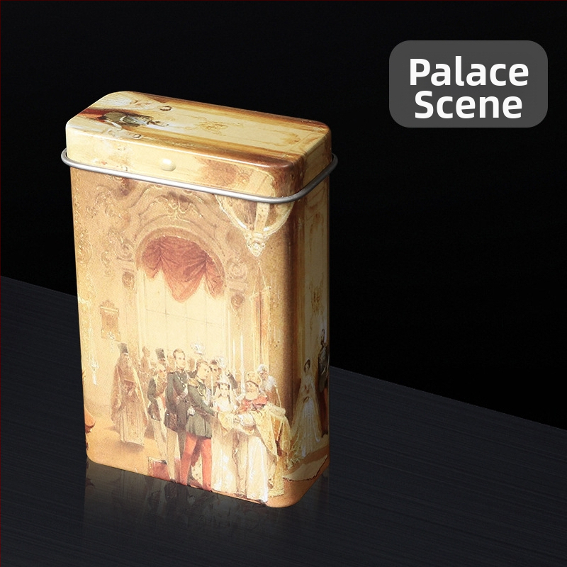 Nauja 20 vnt. pakuotė su atlenkiamu metaliniu integruotu cigarečių dėklu, kūrybinga, daugiafunkcinė, vandeniui ir drėgmei atspari vyriška skardinė dėžutė, tiesiogiai parduodama