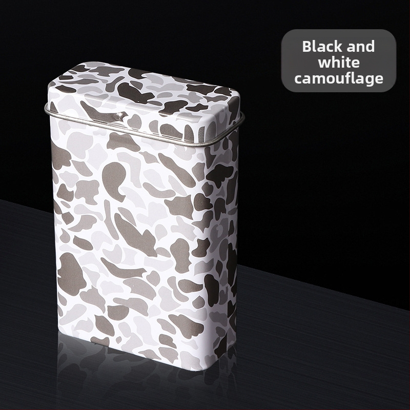 Nauja 20 vnt. pakuotė su atlenkiamu metaliniu integruotu cigarečių dėklu, kūrybinga, daugiafunkcinė, vandeniui ir drėgmei atspari vyriška skardinė dėžutė, tiesiogiai parduodama