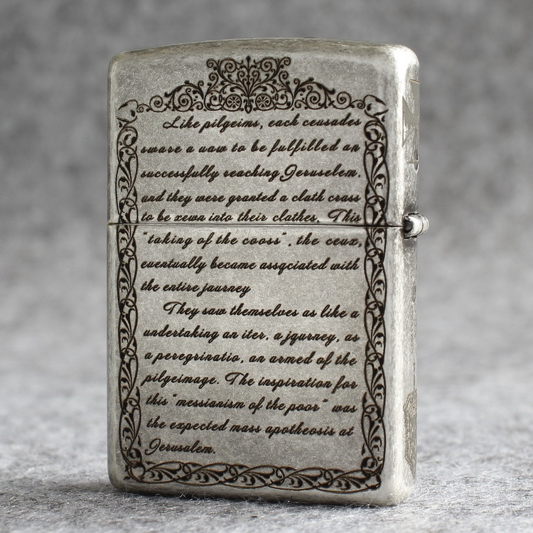 Zippo Treasure tuulekindel petrooleumi tulemasin antiikhõbedane 121Fb viiest küljest graveeritud ristisõdija vapper rüütel