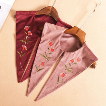 Új Vintage Hímzett Sokoldalú Bársony Hamis Gallér Női Kendő Dekoratív Gallér Hamis Gallér Túlzott Kabátgallér