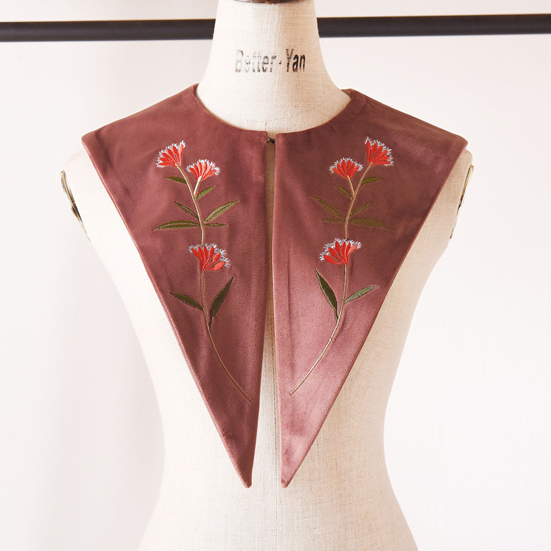 Új Vintage Hímzett Sokoldalú Bársony Hamis Gallér Női Kendő Dekoratív Gallér Hamis Gallér Túlzott Kabátgallér