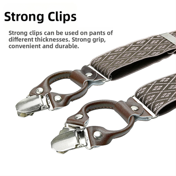 Διασυνοριακή προμήθεια δερμάτινου ανδρικού κοστουμιού με κλιπ για άνδρες με ισχυρό επαγγελματικό κοστούμι σε σχήμα Y για ενήλικες, βρετανικές τιράντες με έξι κλιπ χονδρικής