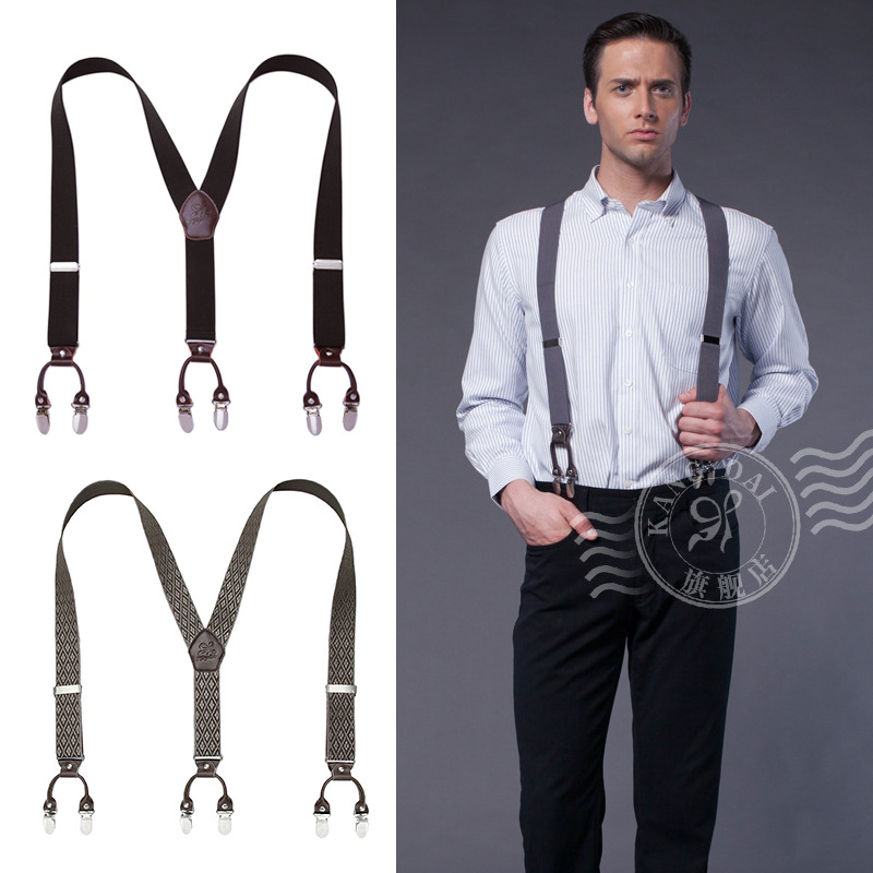 Határokon átnyúló ellátású bőr férfi pántos, erős felnőtt Y alakú öltöny, brit hatkapcsos nadrágtartó, nagykereskedelem