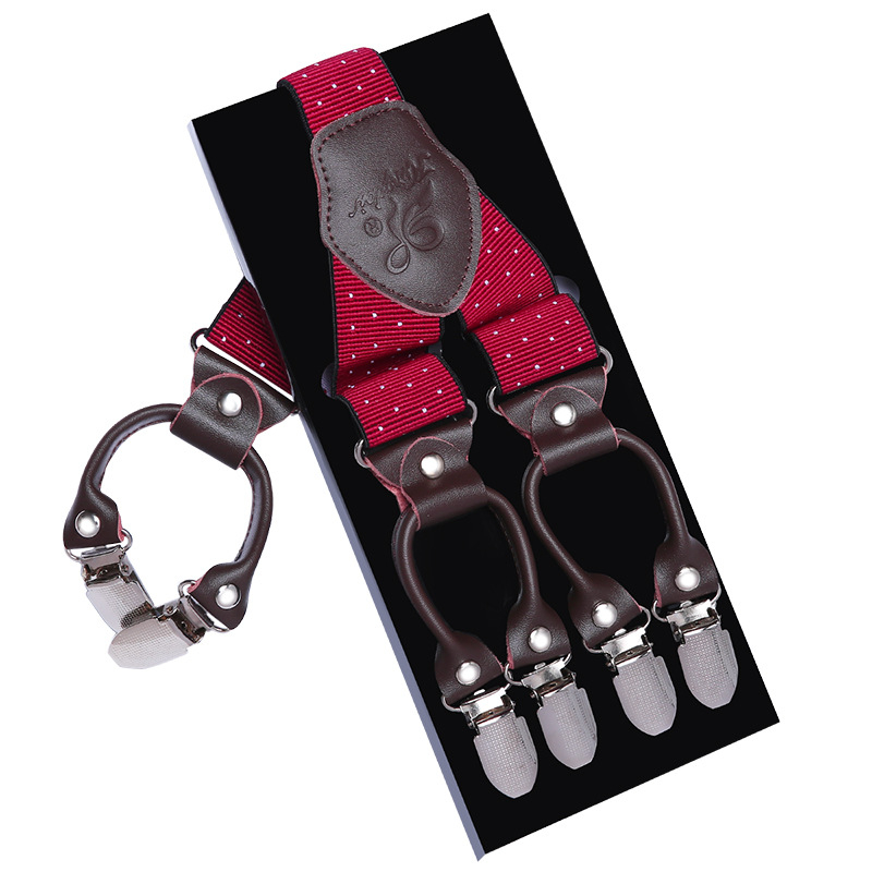 Határokon átnyúló ellátású bőr férfi pántos, erős felnőtt Y alakú öltöny, brit hatkapcsos nadrágtartó, nagykereskedelem