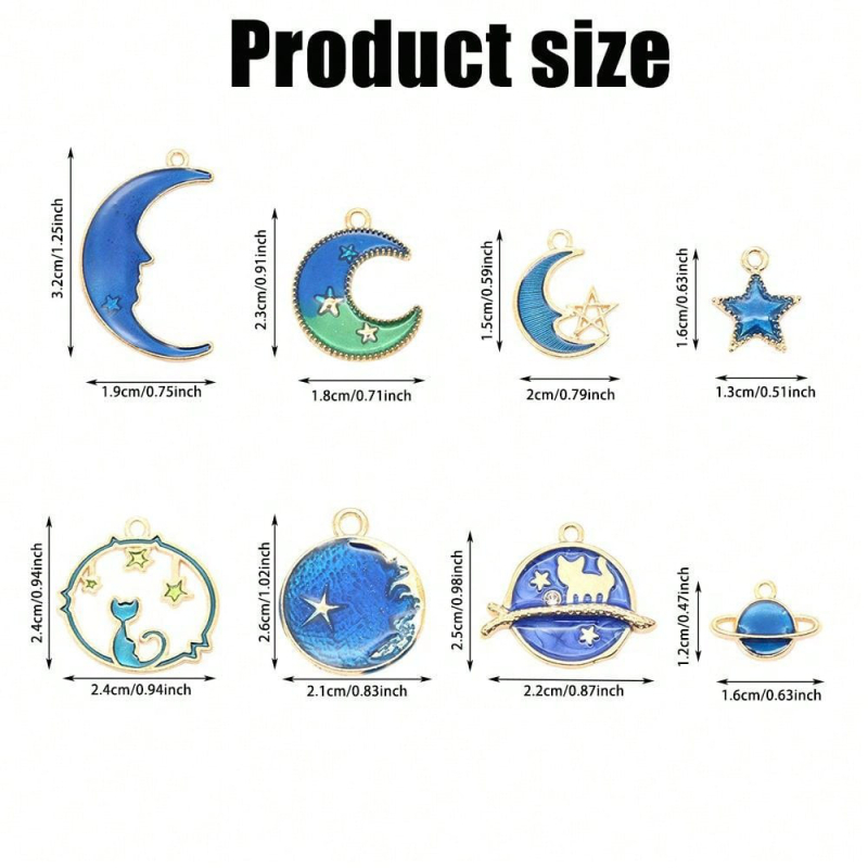 24 db-os DIY ékszer kiegészítők csepegtető olaj ötvözet medál karkötő medál hold csillag gömb fülbevaló fül