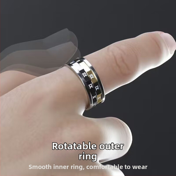 Διασυνοριακό Δημοφιλές Δαχτυλίδι για Άνδρες, Εξατομικευμένο Δαχτυλίδι Δείκτη που Δεν Ξεθωριάζει για Άνδρες, Μονό Δαχτυλίδι από Ανοξείδωτο Ατσάλι Υψηλής Ποιότητας με Περιστροφή