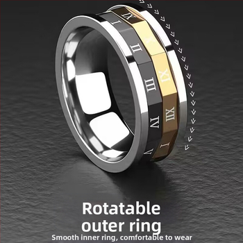 Διασυνοριακό Δημοφιλές Δαχτυλίδι για Άνδρες, Εξατομικευμένο Δαχτυλίδι Δείκτη που Δεν Ξεθωριάζει για Άνδρες, Μονό Δαχτυλίδι από Ανοξείδωτο Ατσάλι Υψηλής Ποιότητας με Περιστροφή