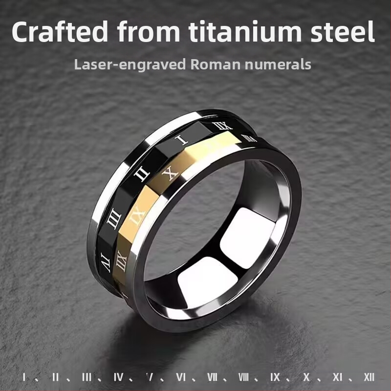 Határokon átnyúló népszerű gyűrű férfiaknak, személyre szabott, nem fakuló mutatóujjgyűrű férfiaknak, egyetlen prémium kategóriás, forgó, niche rozsdamentes acél gyűrű