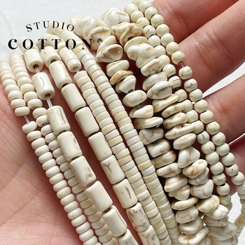 Χάντρες διαχωριστικού από βαμβάκι, απομίμηση λευκού τιρκουάζ πεύκου, στρογγυλές χάντρες από μπαμπού, βραχιόλι με χάντρες DIY, vintage υλικό ❇