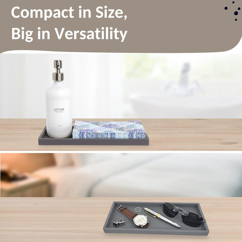 Tavă de depozitare din silicon, tavă de spălare pentru baie, tavă de depozitare convenabilă pentru baie, model de marmură falsă, set de decorare