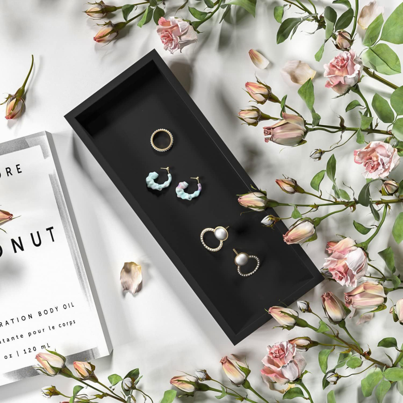 Tavă de depozitare din silicon, tavă de spălare pentru baie, tavă de depozitare convenabilă pentru baie, model de marmură falsă, set de decorare