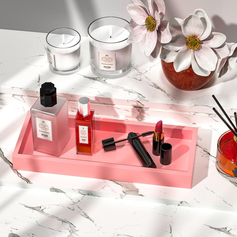 Tavă de depozitare din silicon, tavă de spălare pentru baie, tavă de depozitare convenabilă pentru baie, model de marmură falsă, set de decorare