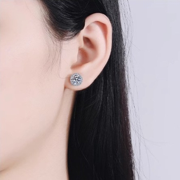 Moissanite auskarai, spalvoti apvalūs auskarai, imituojantys madą, 1/2/3 karatų tarpvalstybiniai papuošalai, didmeninė prekyba 925 sidabro auskarais