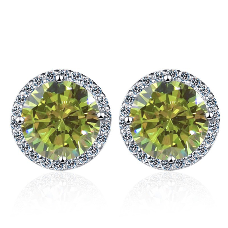 Moissanite auskarai, spalvoti apvalūs auskarai, imituojantys madą, 1/2/3 karatų tarpvalstybiniai papuošalai, didmeninė prekyba 925 sidabro auskarais