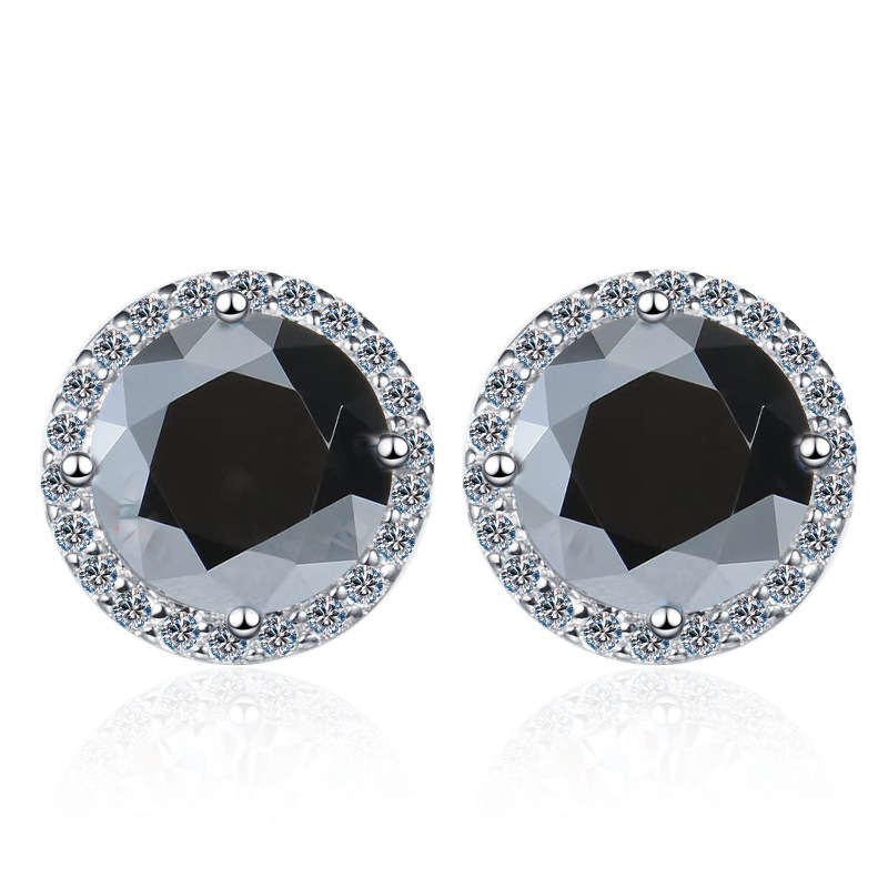 Moissanite auskarai, spalvoti apvalūs auskarai, imituojantys madą, 1/2/3 karatų tarpvalstybiniai papuošalai, didmeninė prekyba 925 sidabro auskarais