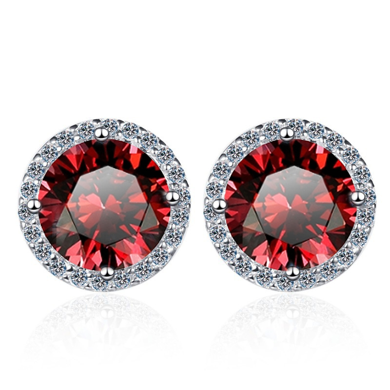 Moissanite auskarai, spalvoti apvalūs auskarai, imituojantys madą, 1/2/3 karatų tarpvalstybiniai papuošalai, didmeninė prekyba 925 sidabro auskarais