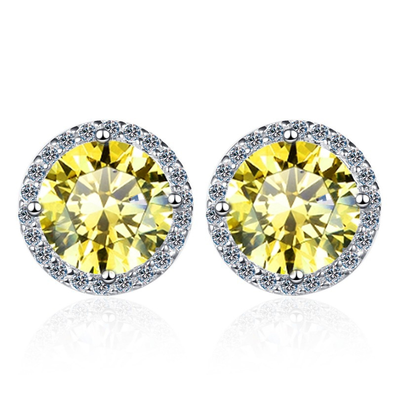 Moissanite auskarai, spalvoti apvalūs auskarai, imituojantys madą, 1/2/3 karatų tarpvalstybiniai papuošalai, didmeninė prekyba 925 sidabro auskarais