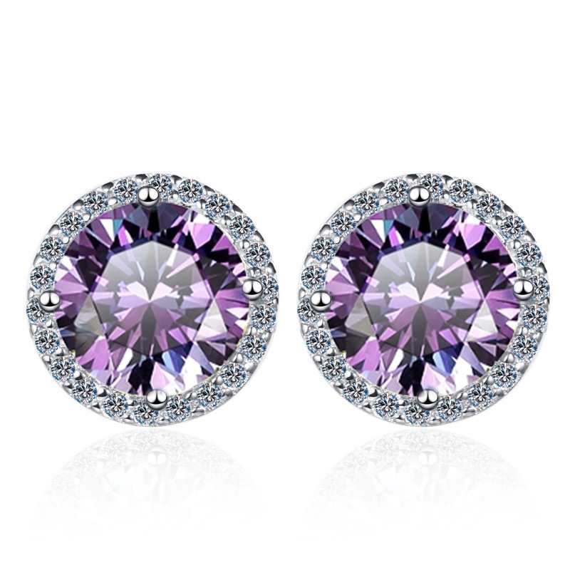 Moissanite auskarai, spalvoti apvalūs auskarai, imituojantys madą, 1/2/3 karatų tarpvalstybiniai papuošalai, didmeninė prekyba 925 sidabro auskarais