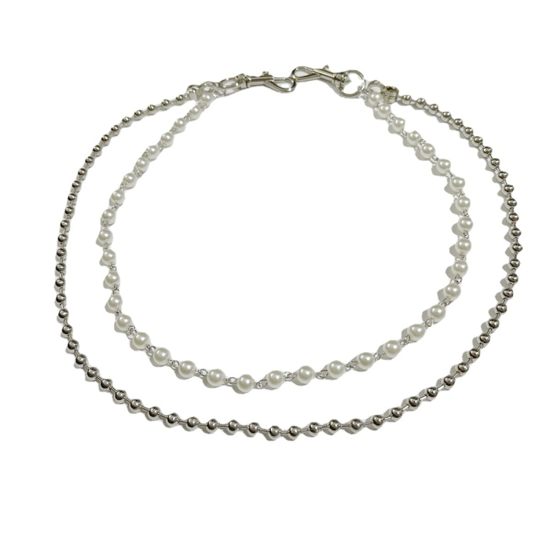 Európai és amerikai határokon átnyúló ékszerek egyszerű gyöngyutánzatú fém nadráglánc trendi punk stílusú többrétegű deréklánc női dekoráció nagykereskedelem