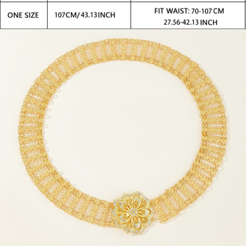 Μποέμικο στυλ με μεταλλικό λουλούδι, ζώνη με διαμάντια, διακόσμηση με διαμάντια, μακριά αλυσίδα στη μέση, αξεσουάρ ένδυσης