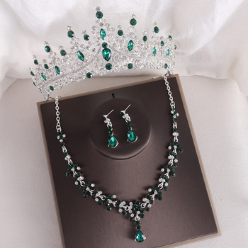 Barokk elegantne kividega sünnipäevakroon pruudi kaelakee kõrvarõngad ülikond pulmakleit aksessuaarid pruudi ehted