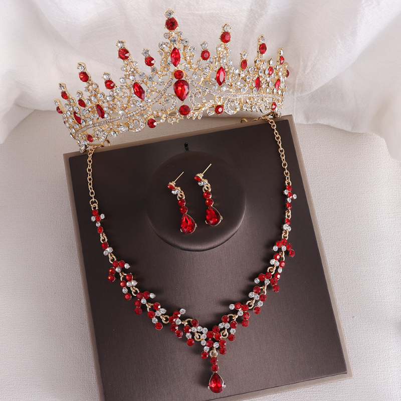 Barokk elegantne kividega sünnipäevakroon pruudi kaelakee kõrvarõngad ülikond pulmakleit aksessuaarid pruudi ehted