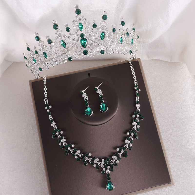 Barokk elegantne kividega sünnipäevakroon pruudi kaelakee kõrvarõngad ülikond pulmakleit aksessuaarid pruudi ehted