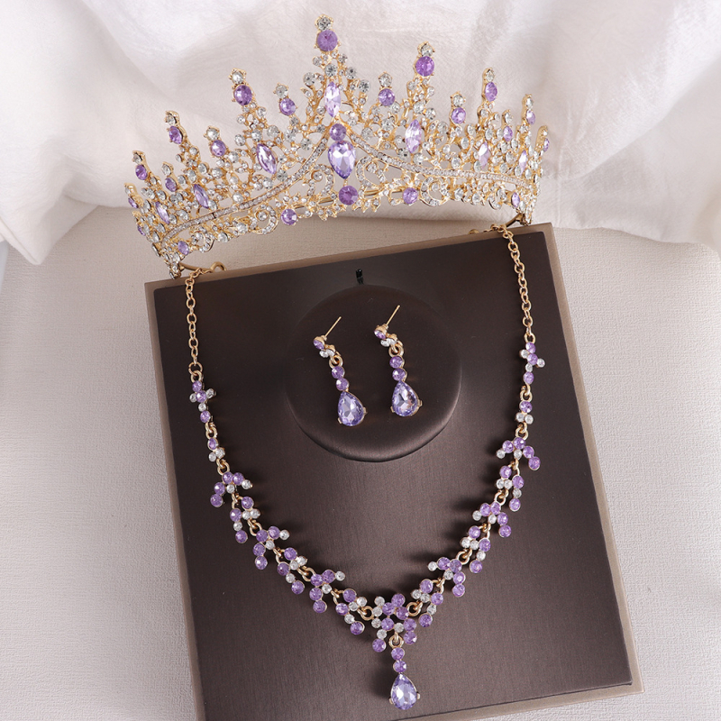 Barokk elegantne kividega sünnipäevakroon pruudi kaelakee kõrvarõngad ülikond pulmakleit aksessuaarid pruudi ehted