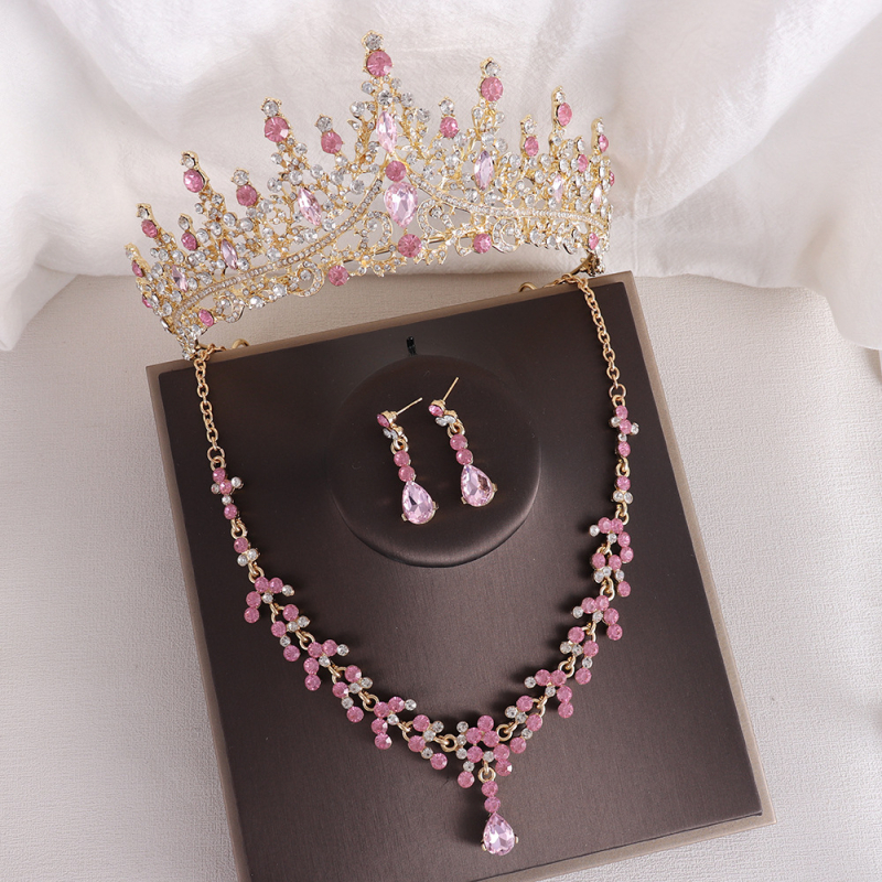 Barokk elegantne kividega sünnipäevakroon pruudi kaelakee kõrvarõngad ülikond pulmakleit aksessuaarid pruudi ehted