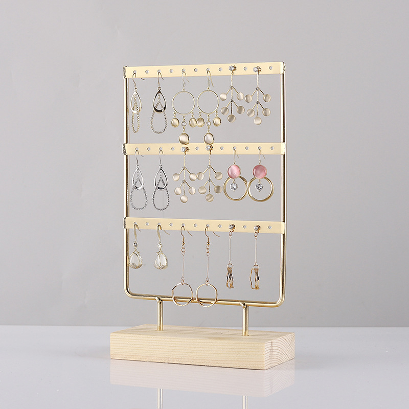 Tömörfa vas fülbevaló állvány háztartási fülbevaló tároló ékszer állvány függő fülbevaló szögek karton kellékek ékszer kijelző állvány