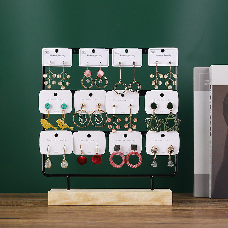 Tömörfa vas fülbevaló állvány háztartási fülbevaló tároló ékszer állvány függő fülbevaló szögek karton kellékek ékszer kijelző állvány
