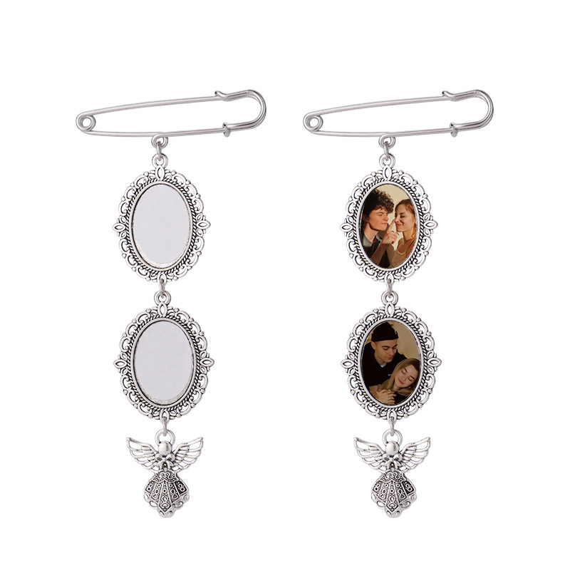 Hőáteresztő csipke bross virág medál üres fém szublimációs ballagási szezon kitűző ajándék