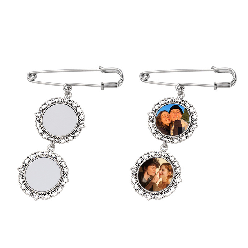 Hőáteresztő csipke bross virág medál üres fém szublimációs ballagási szezon kitűző ajándék