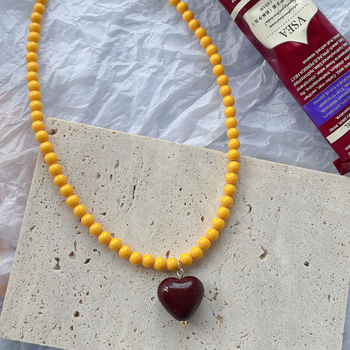 suzyacc kr Νότια Κορέα σχεδιαστής κολιέ με χάντρες αγάπης σε χρωματική αντίθεση, γυναίκες 2025, νέα στοιχεία, αλυσίδα κλείδας