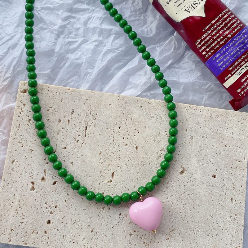 suzyacc kr dél-koreai designer színes kontrasztos szerelmes gyöngyökből készült női nyaklánc 2025 új kulcscsont lánc