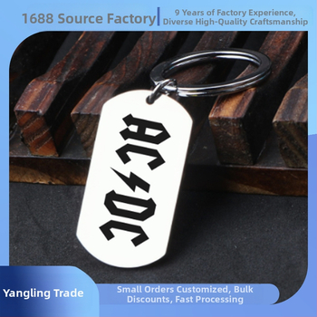 Rozsdamentes acél katonai márkájú kulcstartó AC DC Hard Rock zenekar logóval ellátott kulcstartó punk ékszer medál