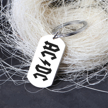 Ανοξείδωτο ατσάλι στρατιωτικό μπρελόκ μάρκας AC DC Hard Rock Band λογότυπο μπρελόκ πανκ κρεμαστό κόσμημα