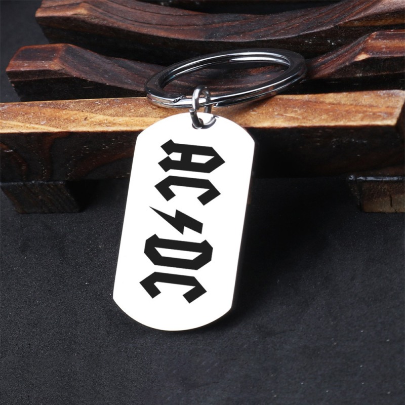 Rozsdamentes acél katonai márkájú kulcstartó AC DC Hard Rock zenekar logóval ellátott kulcstartó punk ékszer medál