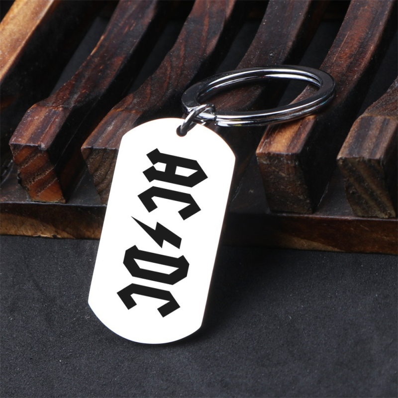 Rozsdamentes acél katonai márkájú kulcstartó AC DC Hard Rock zenekar logóval ellátott kulcstartó punk ékszer medál