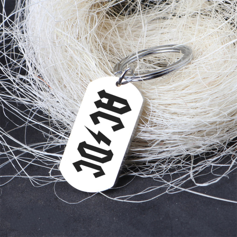 Rozsdamentes acél katonai márkájú kulcstartó AC DC Hard Rock zenekar logóval ellátott kulcstartó punk ékszer medál