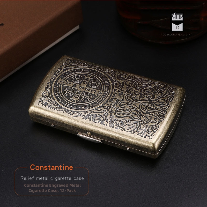 Nagy értékű női cigarettadoboz, ultravékony, dombornyomott, dupla nyitott fémdoboz, Constantine cigarettadoboz, turisztikai ajándéktárgyak