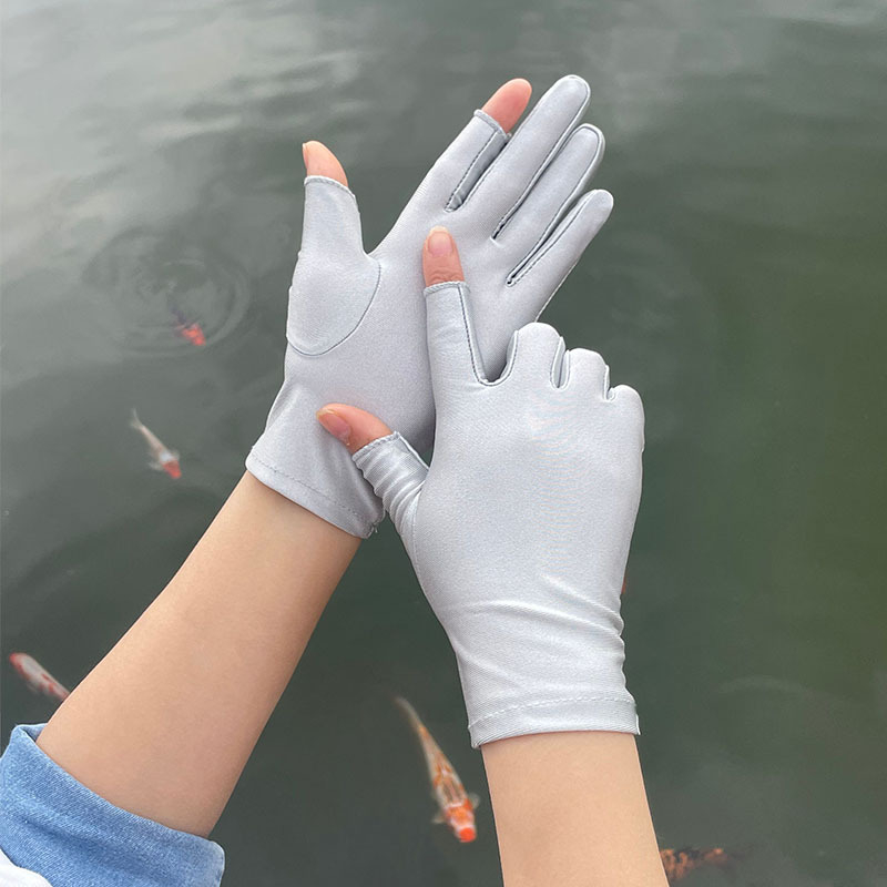 Plonos, moteriškos ledo šilko pirštinės, pavasario ir vasaros sezonui, pusės piršto ilgio, dviejų pirštų, rankų darbo, arbatos rinkimo, apsaugos nuo saulės, plonos, tiesioginio pardavimo.