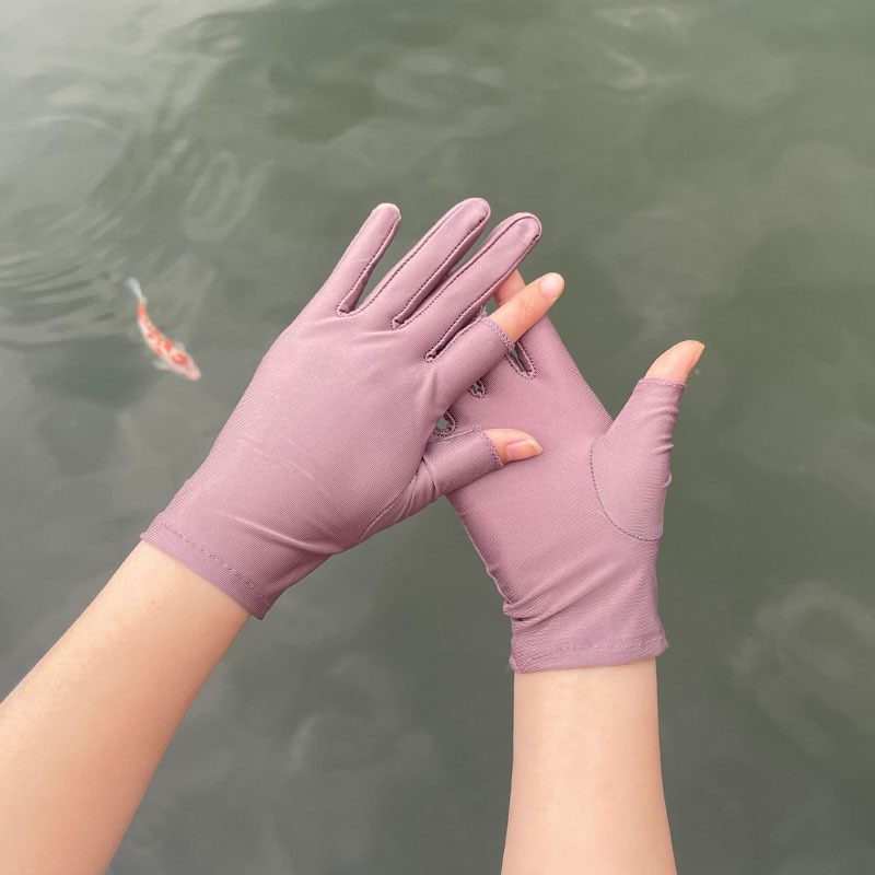 Plonos, moteriškos ledo šilko pirštinės, pavasario ir vasaros sezonui, pusės piršto ilgio, dviejų pirštų, rankų darbo, arbatos rinkimo, apsaugos nuo saulės, plonos, tiesioginio pardavimo.