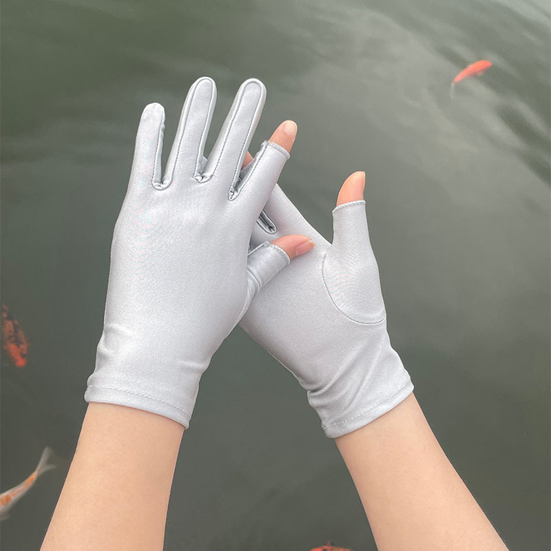 Plonos, moteriškos ledo šilko pirštinės, pavasario ir vasaros sezonui, pusės piršto ilgio, dviejų pirštų, rankų darbo, arbatos rinkimo, apsaugos nuo saulės, plonos, tiesioginio pardavimo.