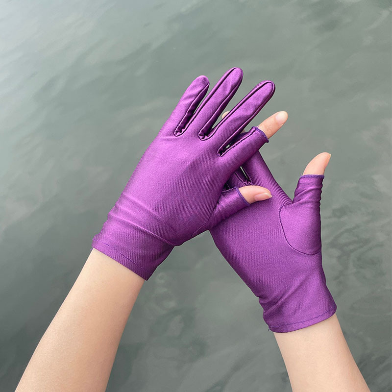 Plonos, moteriškos ledo šilko pirštinės, pavasario ir vasaros sezonui, pusės piršto ilgio, dviejų pirštų, rankų darbo, arbatos rinkimo, apsaugos nuo saulės, plonos, tiesioginio pardavimo.