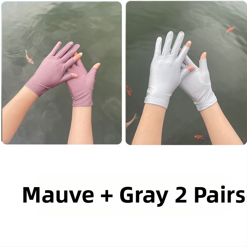 Plonos, moteriškos ledo šilko pirštinės, pavasario ir vasaros sezonui, pusės piršto ilgio, dviejų pirštų, rankų darbo, arbatos rinkimo, apsaugos nuo saulės, plonos, tiesioginio pardavimo.