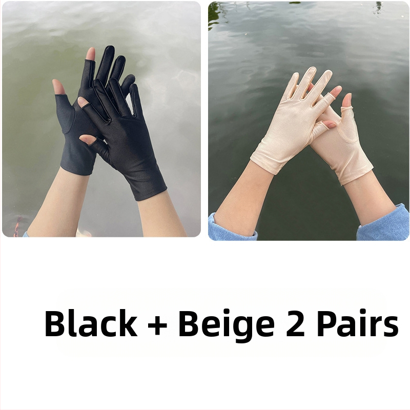 Plonos, moteriškos ledo šilko pirštinės, pavasario ir vasaros sezonui, pusės piršto ilgio, dviejų pirštų, rankų darbo, arbatos rinkimo, apsaugos nuo saulės, plonos, tiesioginio pardavimo.