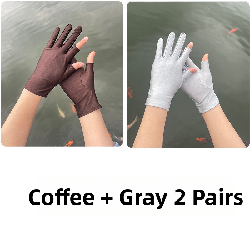 Plonos, moteriškos ledo šilko pirštinės, pavasario ir vasaros sezonui, pusės piršto ilgio, dviejų pirštų, rankų darbo, arbatos rinkimo, apsaugos nuo saulės, plonos, tiesioginio pardavimo.