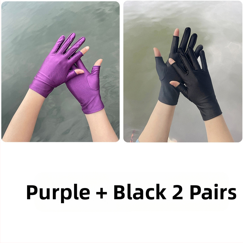 Plonos, moteriškos ledo šilko pirštinės, pavasario ir vasaros sezonui, pusės piršto ilgio, dviejų pirštų, rankų darbo, arbatos rinkimo, apsaugos nuo saulės, plonos, tiesioginio pardavimo.